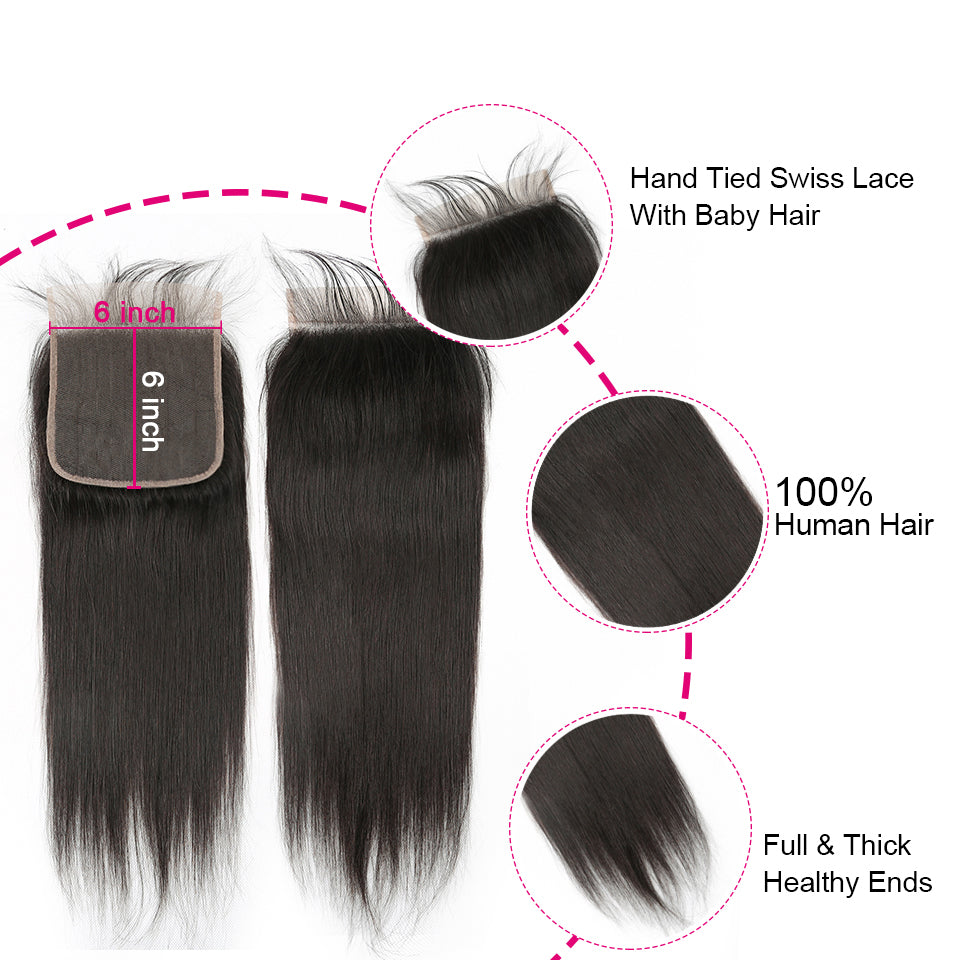 Withme Hair 6*6 Inches Lace Closure Straight Human Hair - Withme Hair