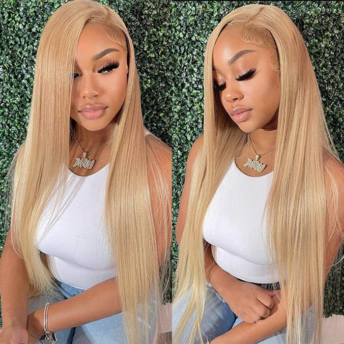 Honey Blonde Color #27 Straight Human Hair Lace Wigs | Withme Hair