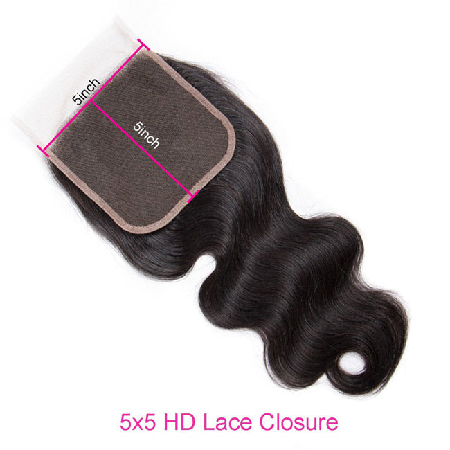 HD 5x5 Inch Lace Closure Body Wave Undectable Invisible Lace