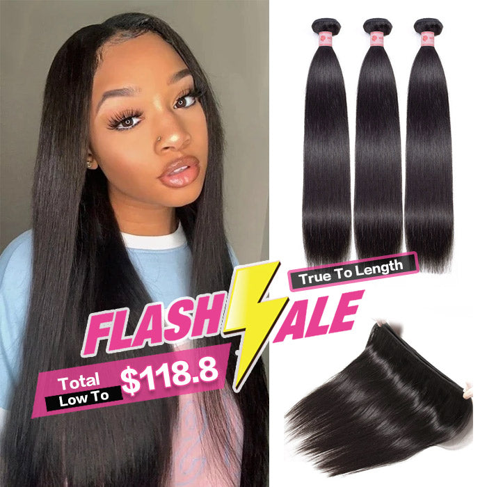 3pcs Bundle Hair with 4*4 Lace Closure Deal | Flash Sale