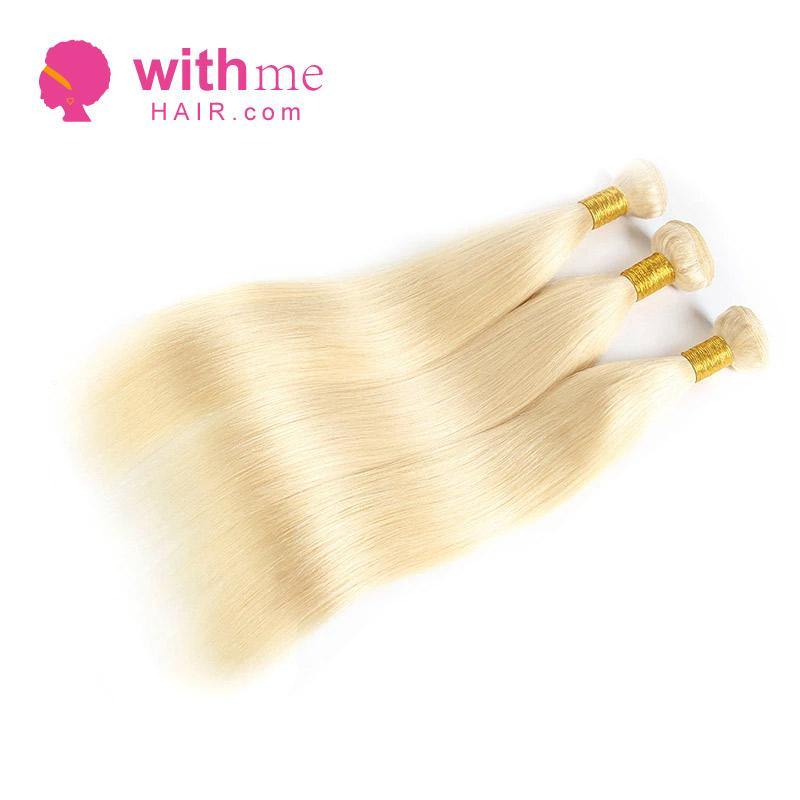 Withme Hair 4PCS Straight #613 Blonde Color Brazilian Human Virgin Hair Bundles