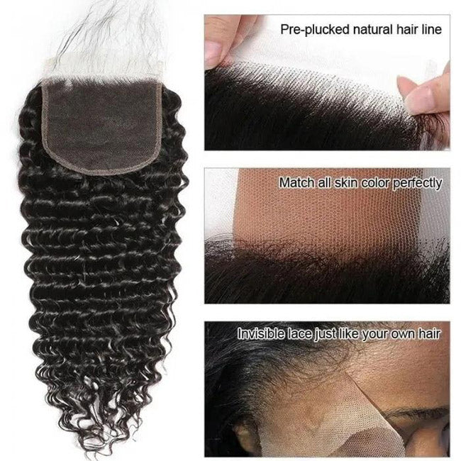 HD 5x5 Inch Lace Closure Deep Wave Undectable Invisible Lace