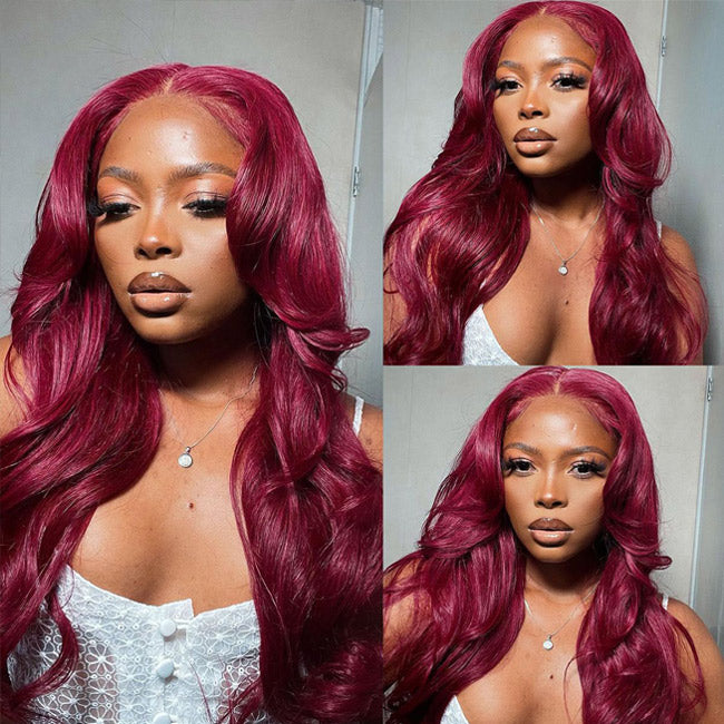 Withme Hair #99J Burgundy Red 4x4 Lace Closure Wig