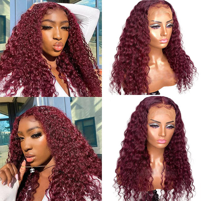 Withme Hair #99J Burgundy Red 4x4 Lace Closure Wig