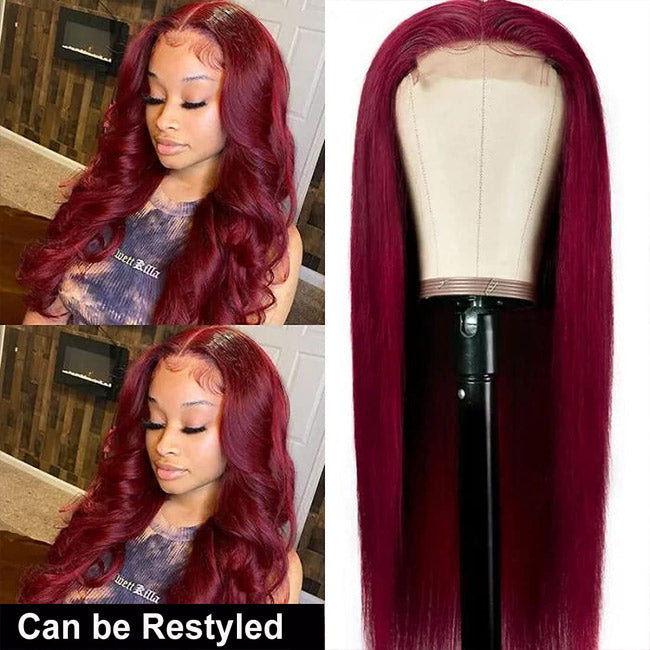 Withme Hair #99J Burgundy Red 4x4 Lace Closure Wig