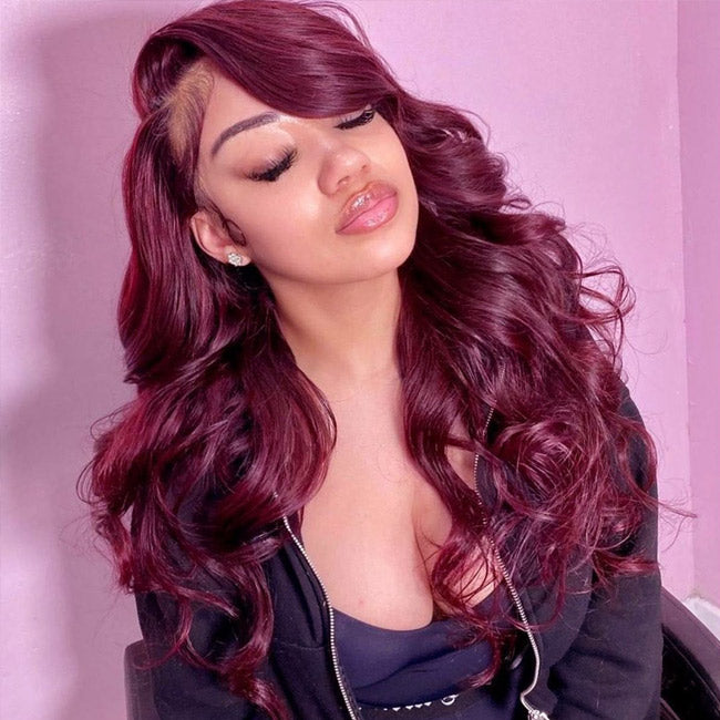 Withme Hair #99J Burgundy Red 4x4 Lace Closure Wig