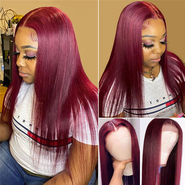 Withme Hair #99J Burgundy Red 4x4 Lace Closure Wig