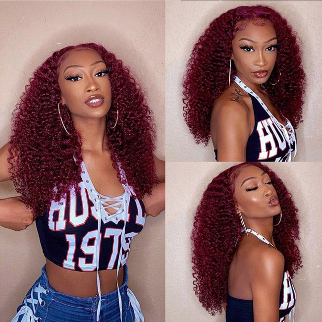 Withme Hair #99J Burgundy Red 4x4 Lace Closure Wig