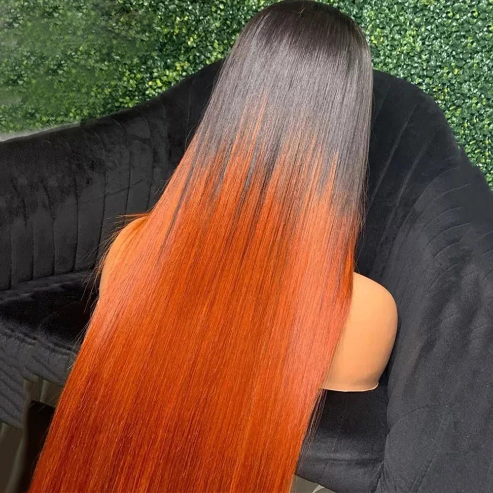 T1b/Orange Ombre Color 13x4 Lace Frontal Wig Straight