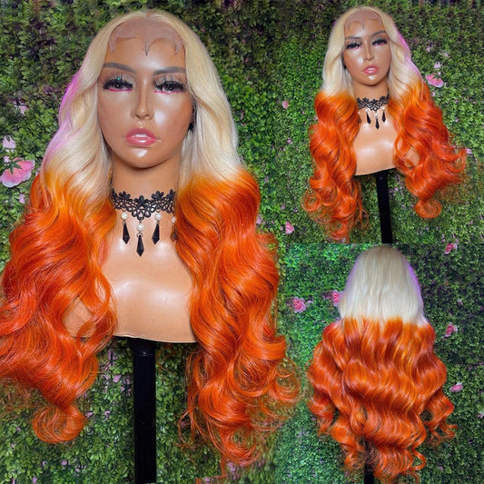 Withme Hair 613 Blonde Orange Ombre Color 13x4 Lace Frontal Wig Straight