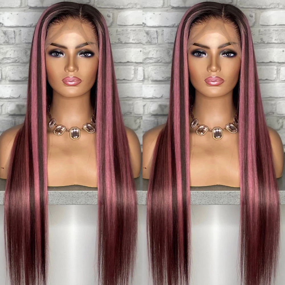 Withme Hair P4/Pink Brown Mix Colors 13x4 Lace Frontal Wig Straight