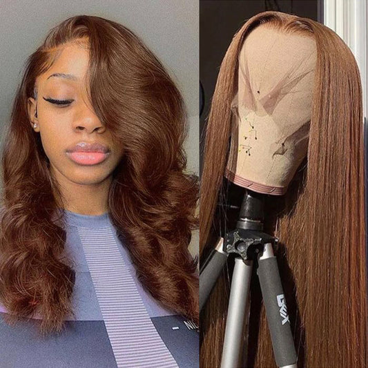 Chestnut Brown Color #4 Lace Frontal Wigs Pre Plucked | Withme Hair