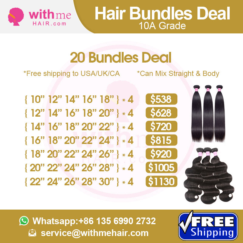 Withme Hair 20Pcs Human Hair Bundles Package Deal