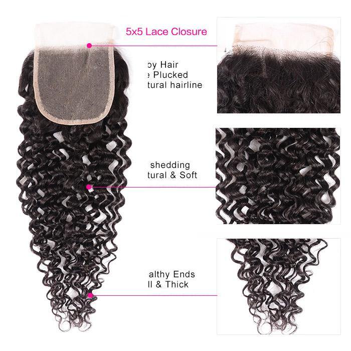 Withme Hair 5*5 Inch Lace Closure Jerry Curly Brazilian Human Hair - Withme Hair