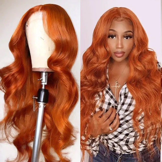 Withme Hair Ginger Color Lace Front Wigs Body Wave Human Hair Wigs
