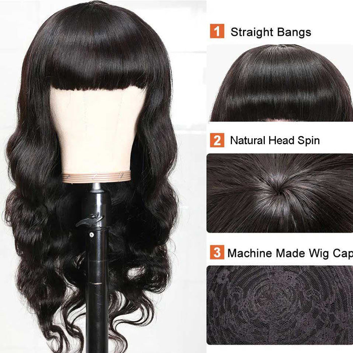 Copy of Withme Hair Machine Made Wig With Bang Body Wave
