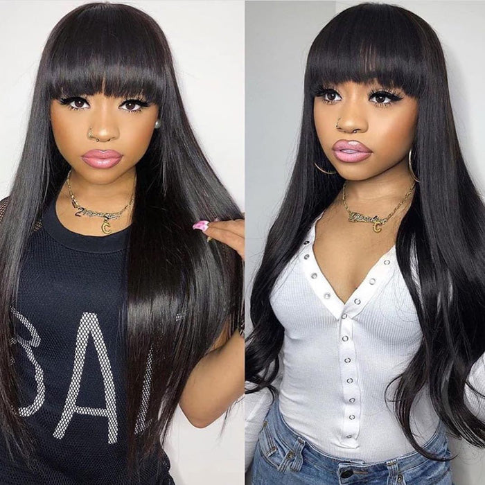 Withme Hair Machine Made Wig With Bang Straight