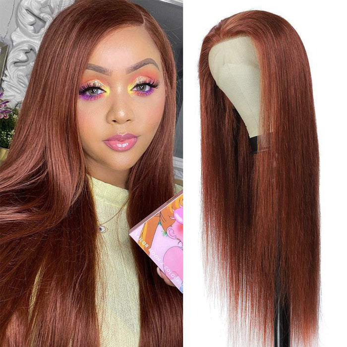 DARK AUBURN Color #33 Human Hair Lace Frontal Wigs | Withme Hair