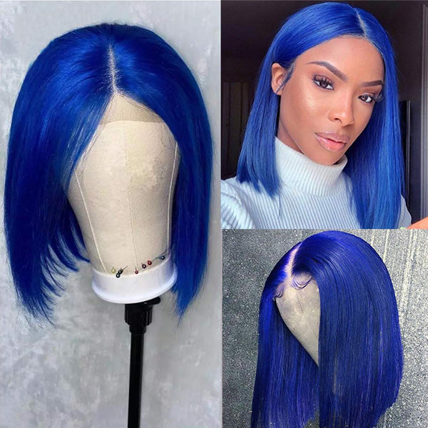 Withme Hair Blue Color Bob Wig Silky Wig Straight