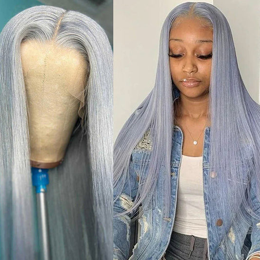Grey Color Straight Human Hair Lace Wigs | Withme Hair