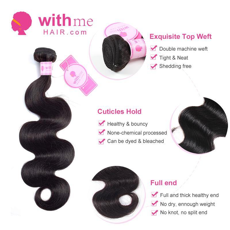 Withme Hair 3 Bundles Remy Hair Body Wave with 13*4 Lace Frontal - Withme Hair