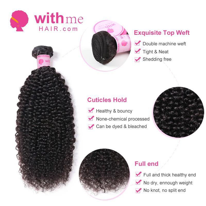 Withme Hair 3 Bundles Remy Hair Kinky Curly with 13*4 Lace Frontal - Withme Hair