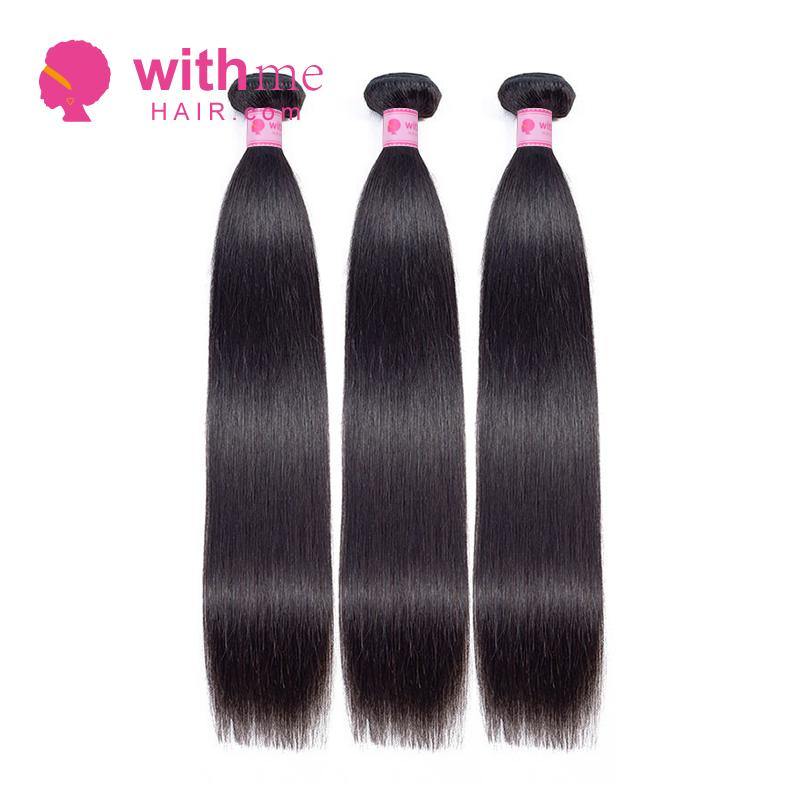 Withme Hair 3 Bundles Remy Hair Straight with 13*4 Lace Frontal - Withme Hair