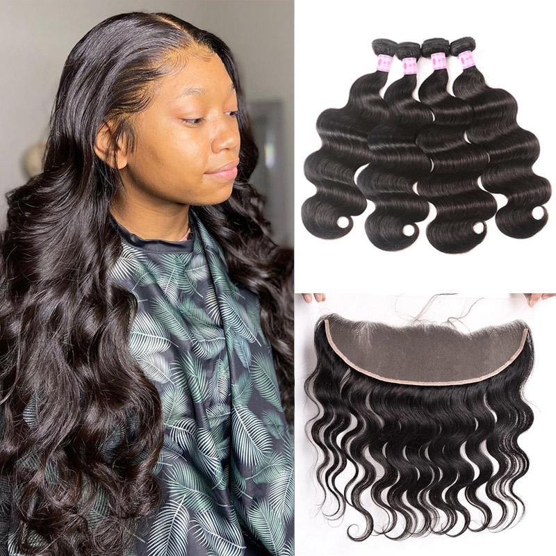 Withme Hair 4 Bundles Remy Hair Body Wave with 13*4 Lace Frontal - Withme Hair