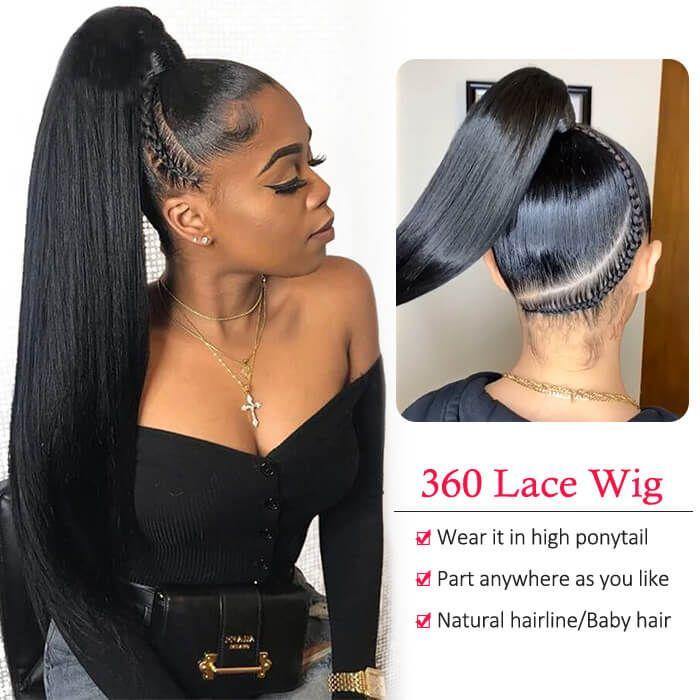 Withme Hair 360 Lace Wigs Brazilian Hair Straight Human Hair Lace Wig With Baby Hair Pre Plucked Lace Wigs - Withme Hair