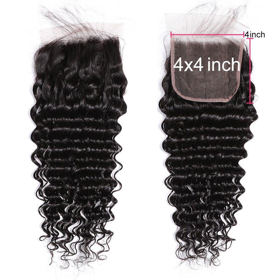 Withme Hair 3 Bundles Deep Wave Remy Hair with 4*4 Lace Closure - Withme Hair