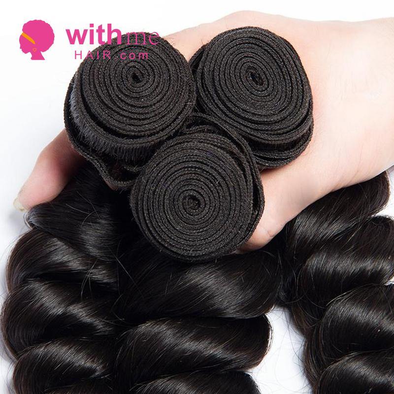 Withme Hair 3 Bundles Loose Wave Remy Hair with 4*4 Lace Closure - Withme Hair