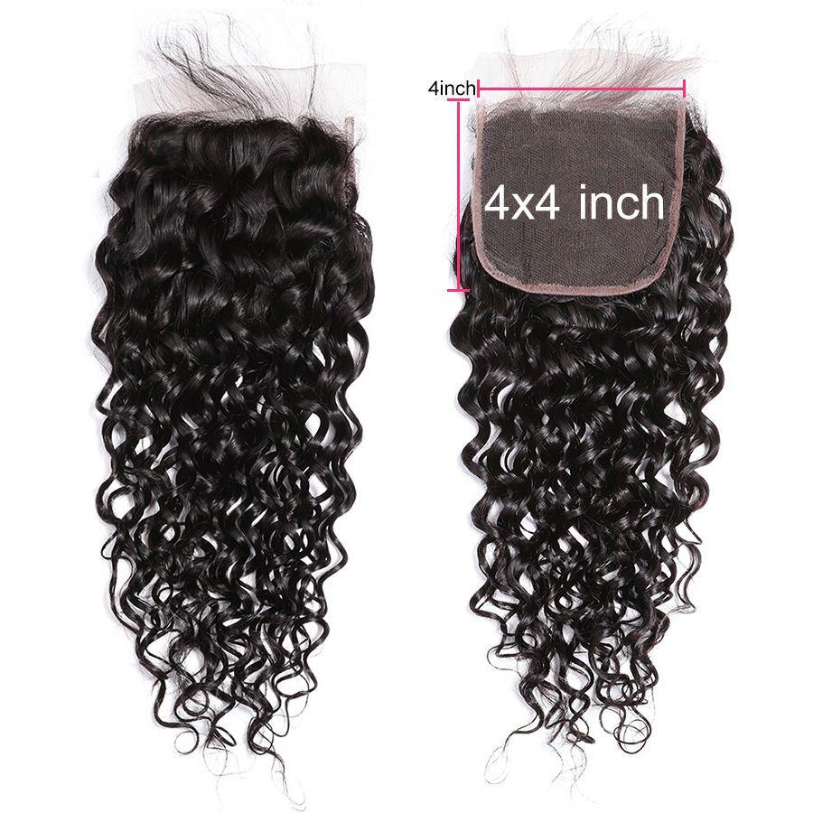 Withme Hair 4 Bundles Remy Hair Water Wave with 4*4 Lace Closure - Withme Hair