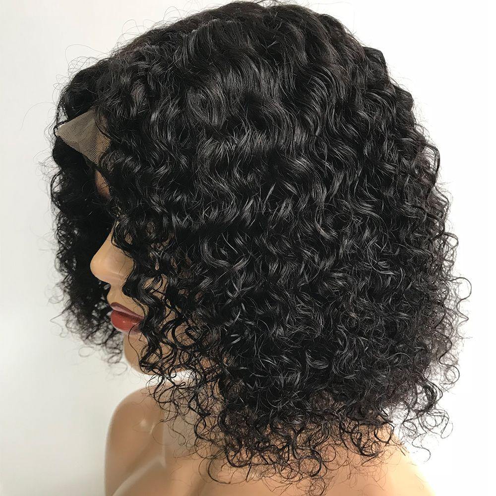 Withme Hair Short Bob Wigs Jerry Curly Brazilian Virgin Human Hair Lace Closure Wigs Human Hair Wig 4x4 Lace Wig - Withme Hair