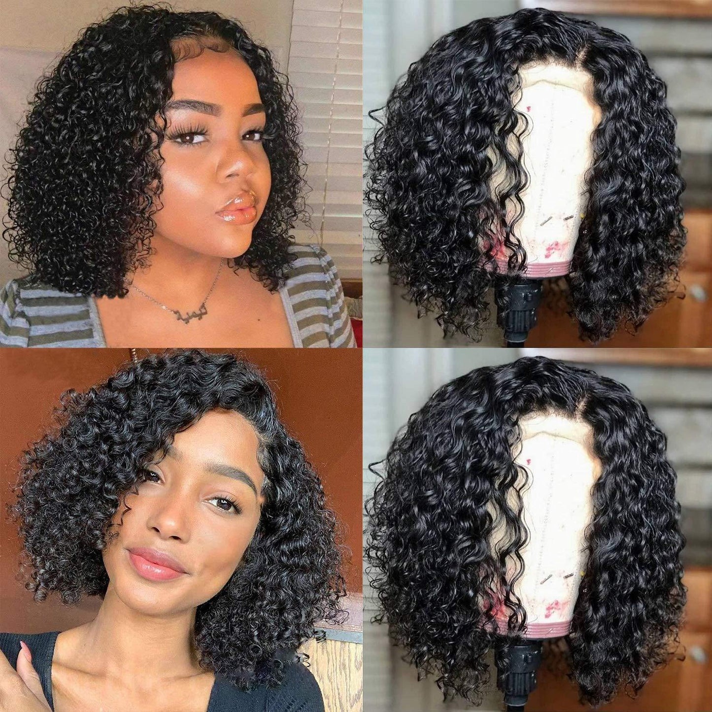 Withme Hair Short Bob Wigs Kinky Curly Brazilian Virgin Human Hair Lace Frontal Wigs Human Hair Wig 13x4 Lace Wig - Withme Hair