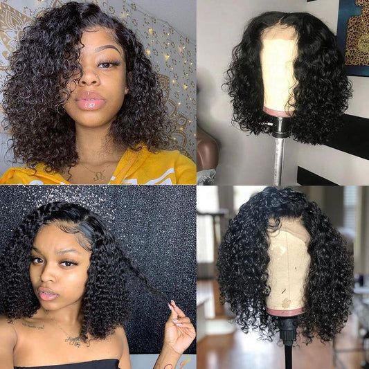 Withme Hair Short Bob Wigs Jerry Curly Brazilian Virgin Human Hair Lace Frontal Wigs Human Hair Wig 13x4 Lace Wig - Withme Hair