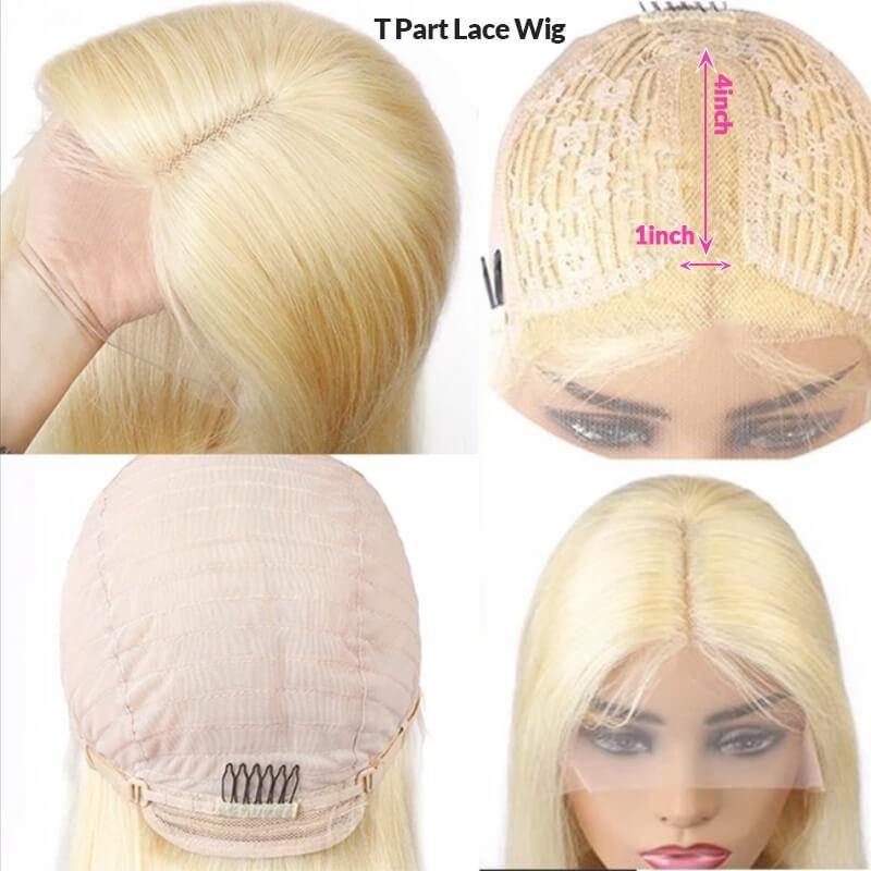 Withme Hair #613 Blonde T-Part Wig Hand Tied Lace Wig Body Wave Brazilian Human Hair - Withme Hair