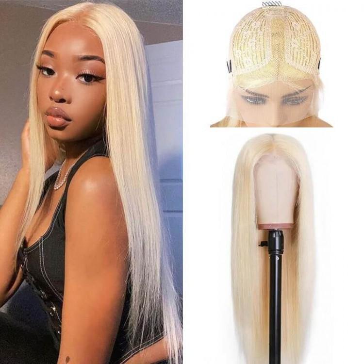 Withme Hair #613 Blonde T-Part Wig Hand Tied Lace Wig Straight 100% Virgin Human Hair - Withme Hair