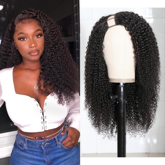 Withme Hair U Part Wigs Kinky Curly Brazilian Human Virgin Hair U Shape Wigs Remy Hair Non Lace Wigs - Withme Hair