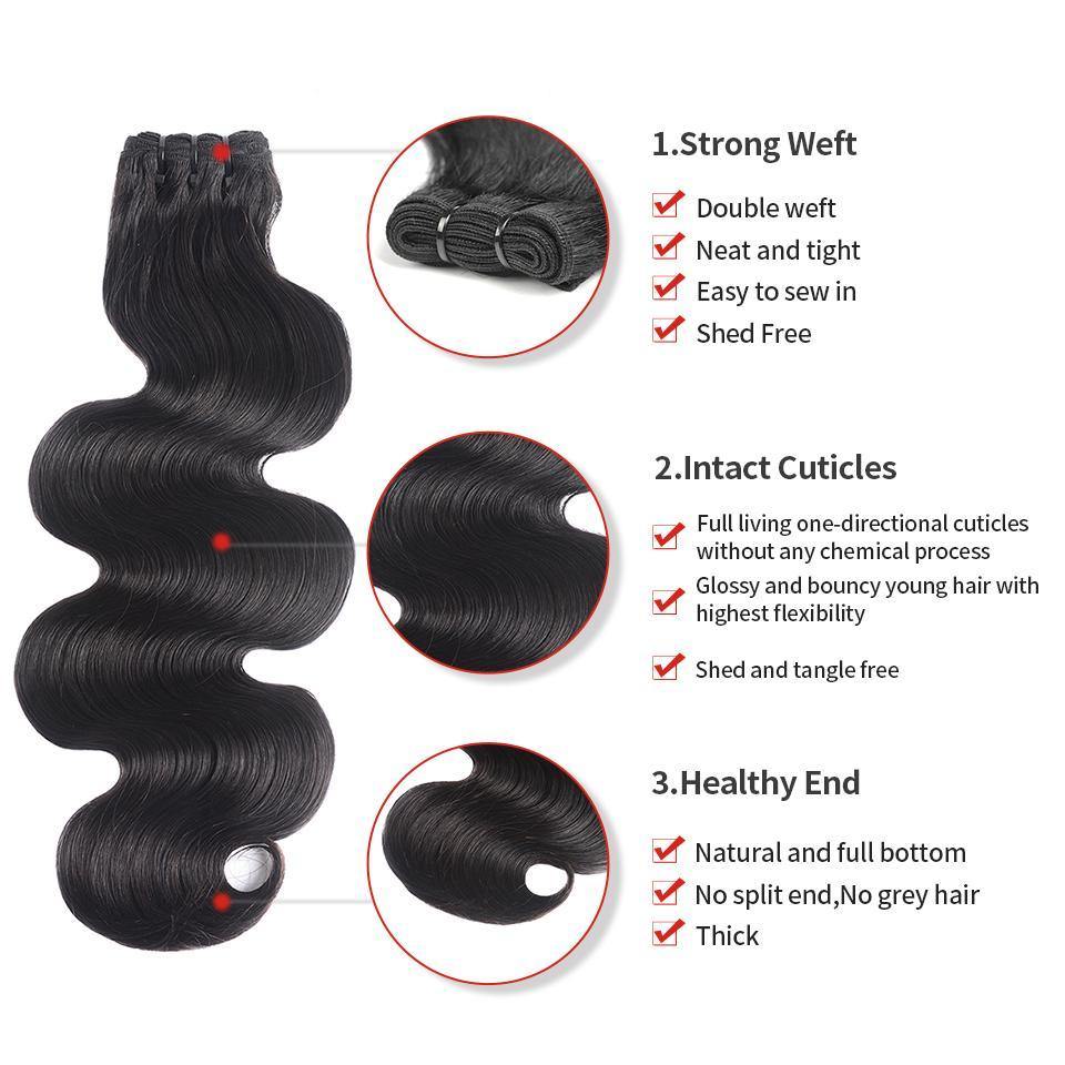 Withmehair Super Double Drawn Mink Hair 3 Bundles Body Wave - Withme Hair