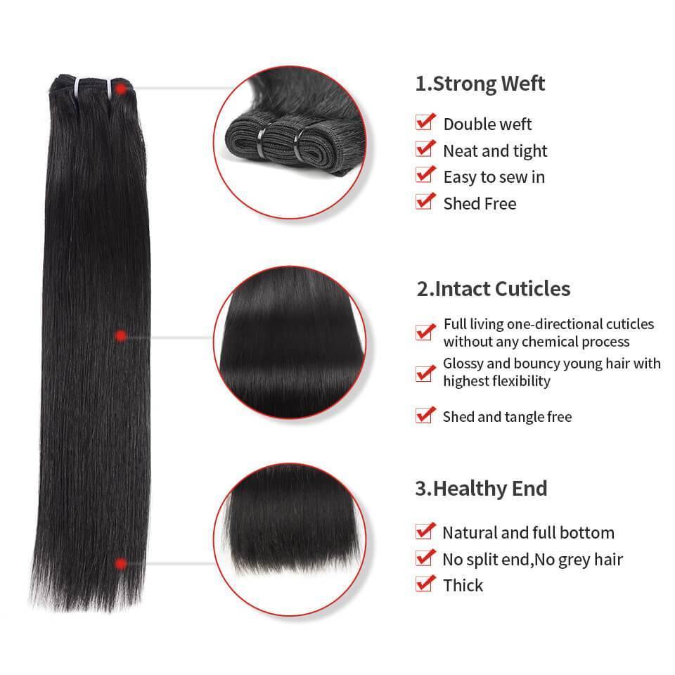 Withmehair Super Double Drawn Mink Hair 3 Bundles Straight - Withme Hair